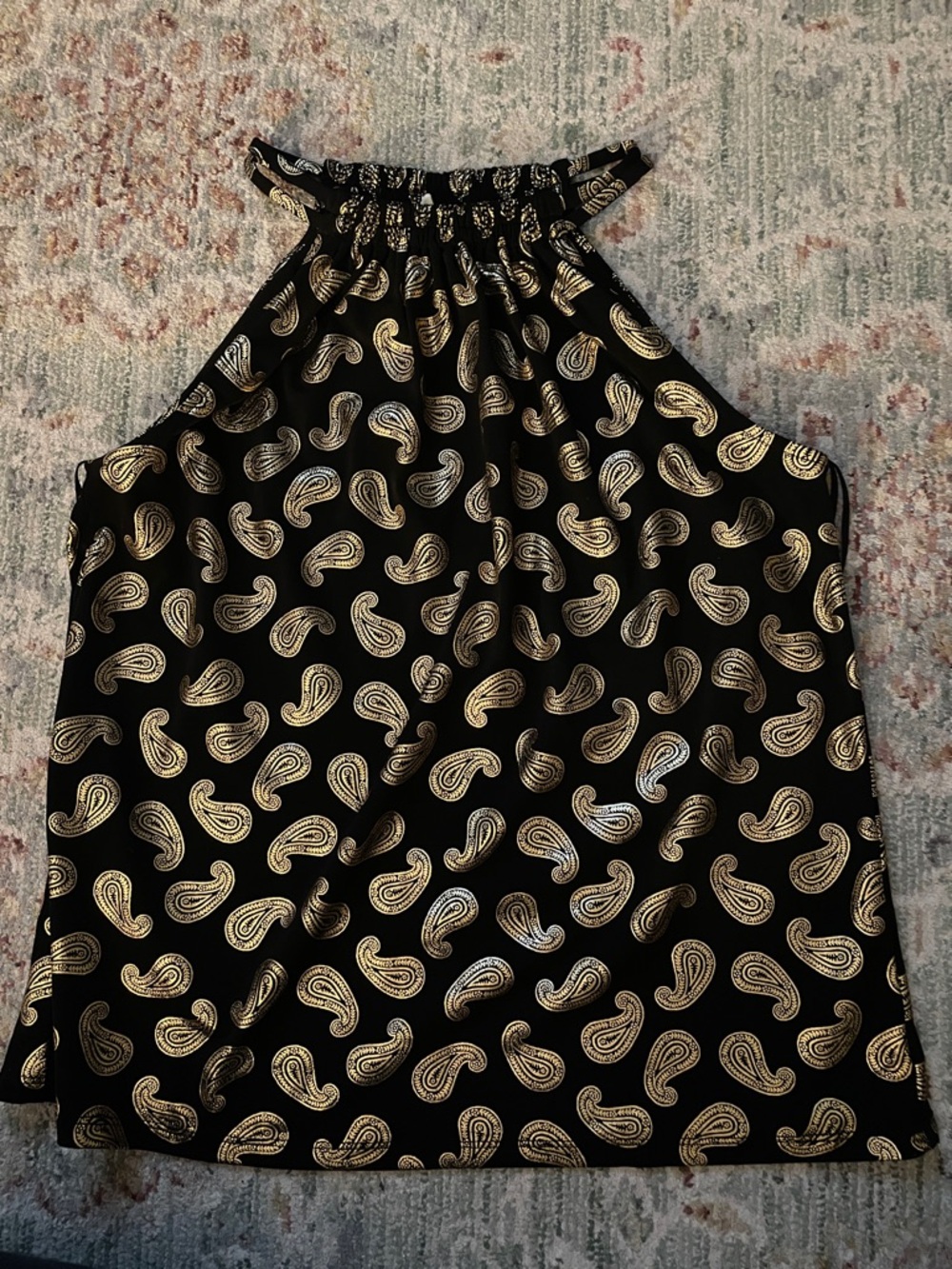 NWT Michael Kors Black and Gold Paisley Halter Tank
